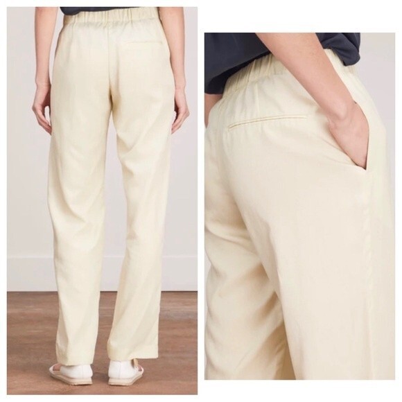 Samsoe Hoys Straight Leg Pants Trousers Pull On Neutral Beige Linen Blend XL NWT - Picture 2 of 7